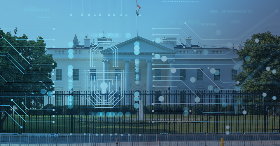 the white house with a cybersecurity overlay
